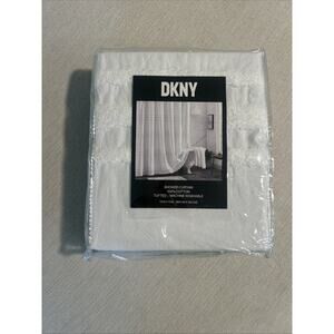 New DKNY Fabric Shower Curtain 'Chenille Stripe' 72" x 72" Tufted White Cotton